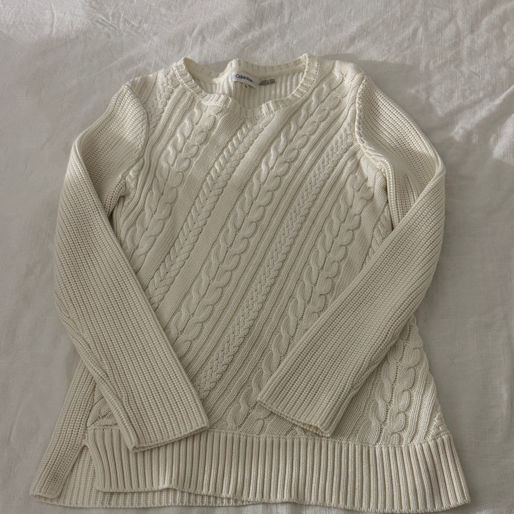 Calvin Klein Ivory Cable Knit Sweater